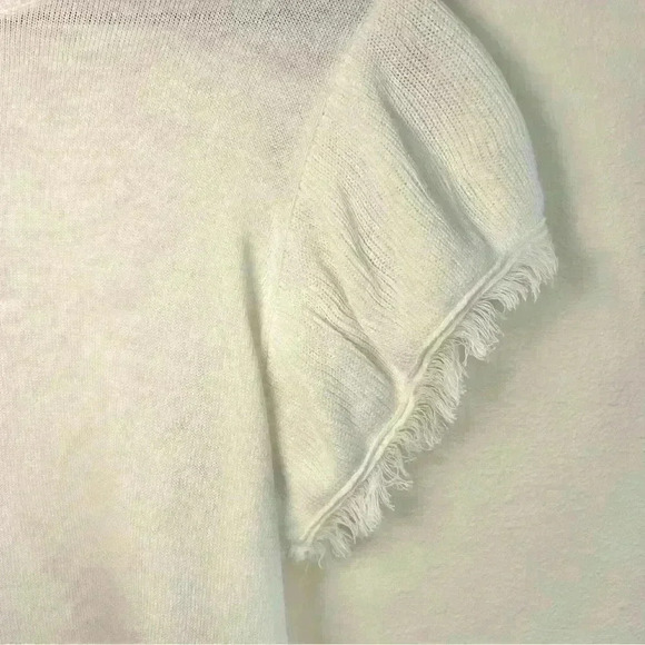 THML Short Sleeve Sheer White Fringe Sweater Size Small - Picture 2 of 13
